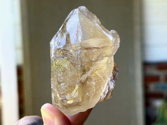 Elestial Citrine, All Natural with Feldspar Inclusion, 195g, Manifestation & Creativity, Aracuai, Minas Gerais, Brazil V078
