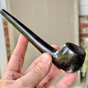 Shaman Tobacco Pipe, Traditional Solid Wood Ceremonial Pipe, Hand Carved from Dark Tropical Hardwood