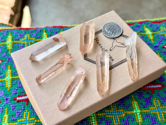 Tangerose Lemurian Quartz Lot, 6 pcs, New Find, Sacral Chakra, Minas Gerais, Brazil B610
