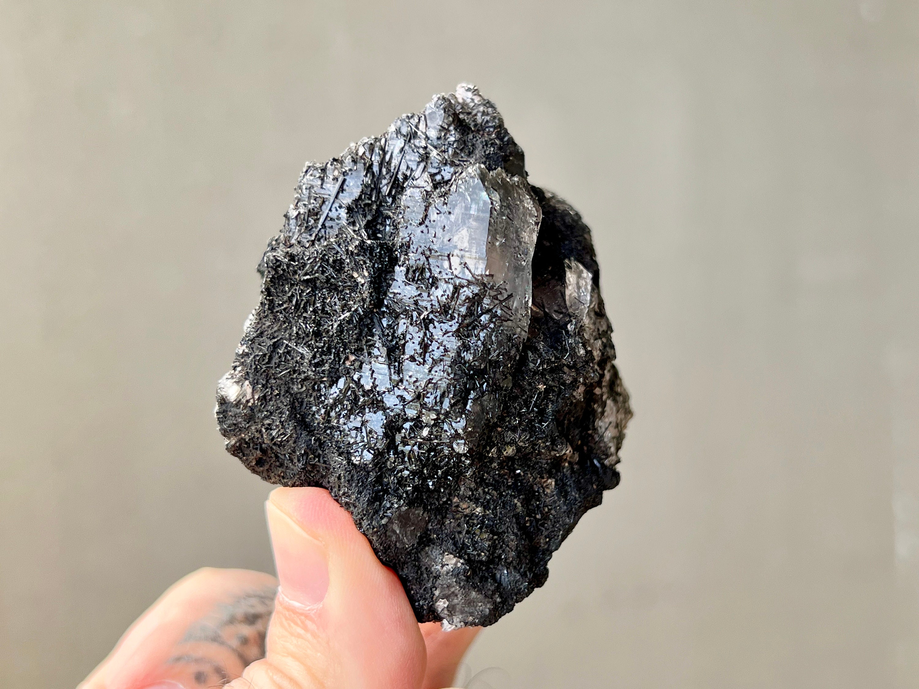 Black Samadhi Quartz with Black Tourmaline, Himalayan Quartz, High ...