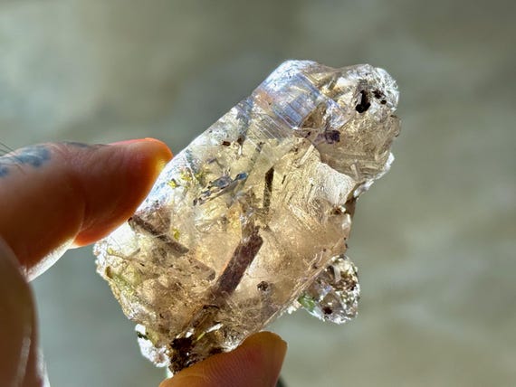 Smoky Quartz with Red Epidote (Piemontite), 57g, Growth Interference Quartz, Minas Gerais, Brazil T733