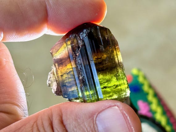 Multicolor Tourmaline, Green, Yellow, Orange and Pink, 25.7g, New Find, Coronel Murta, Minas Gerais, Brazil T785