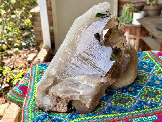 Smoky Quartz with Green Tourmaline, 6.4 Kilo, Root & Heart Chakra, Grounding and Protection, Minas Gerais, Brazil W560