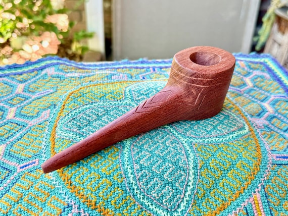 Shaman Pipe, Traditional Hand-Carved Tobacco Pipe for Shamanic Ceremony, Made by Betson Macawashi in Pucallpa, Peru
