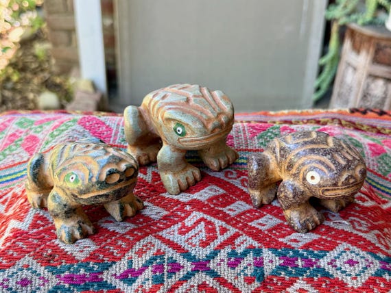 Frog Totem Statue, Incan Toad Figurine, Choose ONE of Three, Hand Carved from Native Stone, Cusco, Peru