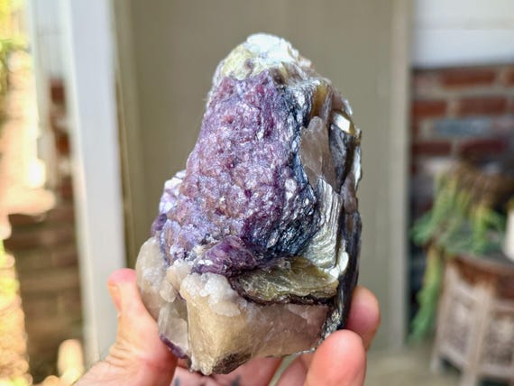 Purple Lepidolite & Golden Mica, Unicorn Stone, 640g, Calming Energy, Minas Gerais, Brazil V598