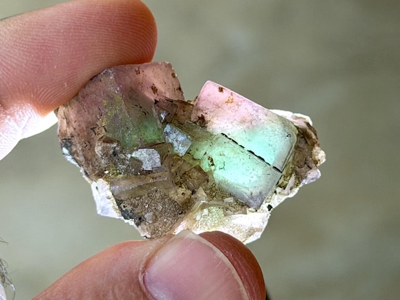 Bicolor Fluorite, UV Reactive, Purple & Green, 26g, Third Eye Chakra, Dream Crystal, Nigeria B044