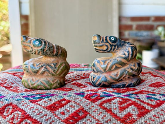Snake Totem Statue, Incan Serpent Figurine, Choose ONE of Two, Hand Carved from Native Stone, Cusco, Peru