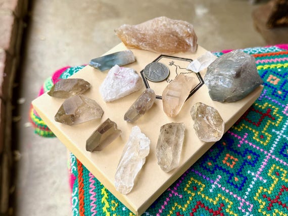 Quartz Crystal Lot, SCRATCH and DENT, 12 pcs, Blue Tara Nightshade, Lemurian, Golden Healer, Golden Rutile & More WS256