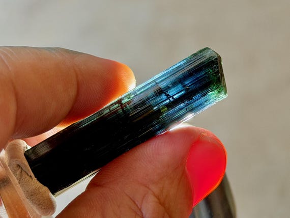 Bicolor Tourmaline, Blue with Green Caps, 12g, Taquaral, Minas Gerais, Brazil B362