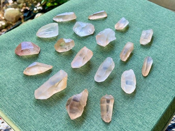 Tangerine Lemurian Quartz Lot, 18 Pcs (500g), Sacral Chakra Crystals for Grid or Jewelry, Minas Gerais, Brazil WS070