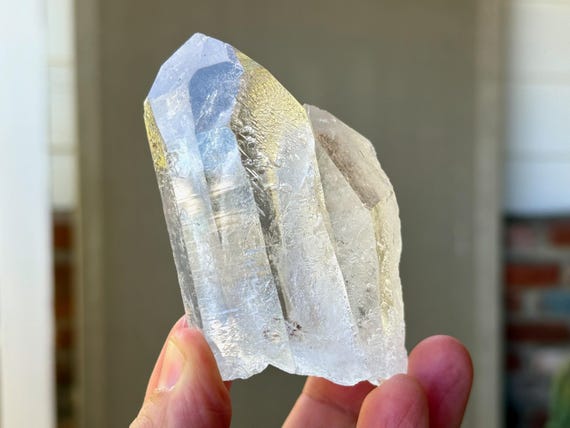 Starbrary Quartz, Tantric Twin & Dow Formation, 303g, Water Clear Quartz with Extraterrestrial Glyphs, Corinto, Minas Gerais, Brazil V101