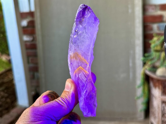 Powellite Phantom Quartz with Amethyst, Natural & UV Reactive, 133g, New Find, Raw and Unpolished, Bahia, Brazil T755