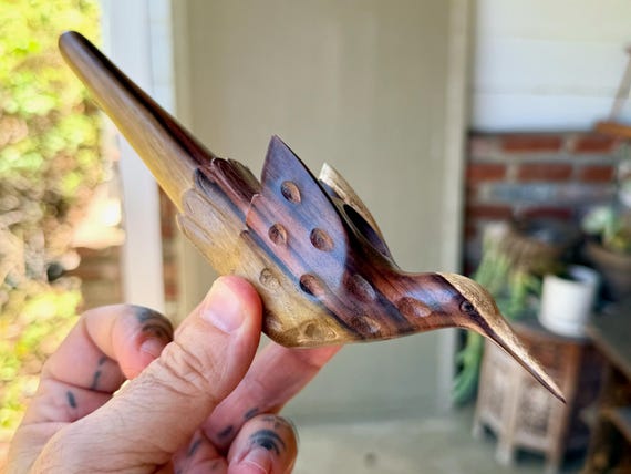 Hummingbird Pipe, Wooden Pipe for Shamanic Ceremony, Hand Carved from Tropical Hardwood