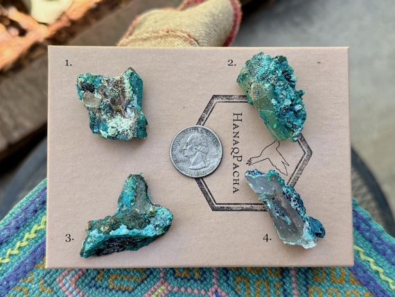 Chrysocolla Quartz, Choose ONE of Four, Old Find, Throat & Heart Chakra, Tentadora Mine, Peru T353