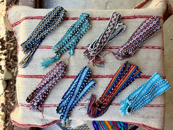 Watana Ties, Traditional Despacho Tie for Mesa, Large Size, Andean Beaded Bracelet/Hatband, Handmade in Chawaytiri, Peru