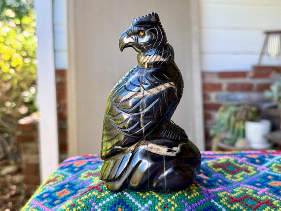 Black Onyx Condor, Hand Carved Andean Condor from Peru, MINOR SCRATCH & DENT, Handmade by Artist Ozwaldo Perez