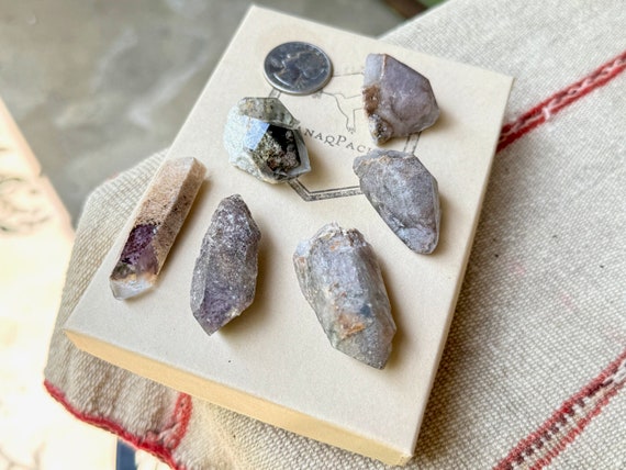 Lodolite Quartz Crystal Lot, 6 Pieces, Quartz Points with Vibrant and Colorful Garden Inclusions, Corinto, Brazil P984