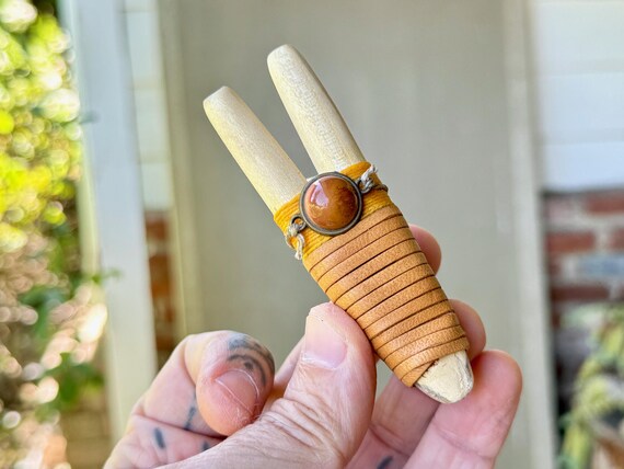 Double Kuripe with Mookaite Jasper, Traditional Shamanic Applicator Pipe, Handcrafted from Natural Hardwood