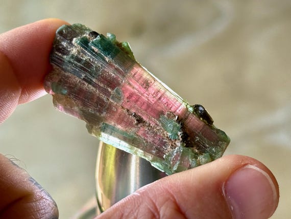 Bicolor Tourmaline, Cruzeiro Mine, Pink and Blue-Green, 27.8g, Old Find, São Jose do Safira, Minas Gerais, Brazil A504