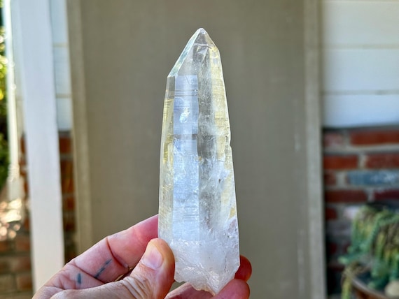 Lightning Strike Laser Quartz, Water Clear with Lemurian Striations, 340g, Diamantina, Minas Gerais, Brazil A006
