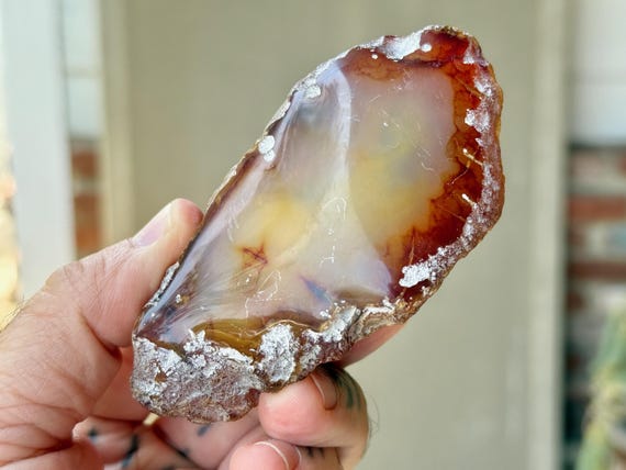 Carnelian Agate, Semi-Polished Carnelian Palm Stone, 148g, Stimulating Energy & Empowerment, Java, Indonesia T311