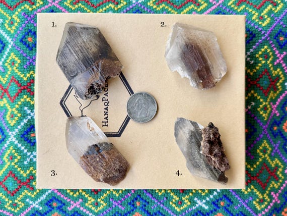Black Phantom Selenite, Goethite Inclusion, Choose ONE of Four, La Platosa Mine, Bermejillo, Durango, Mexico A333