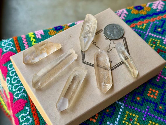 Golden Healer Quartz Lot, 6 pcs, Crown & Solar Plexus Chakra, Minas Gerais, Brazil B160
