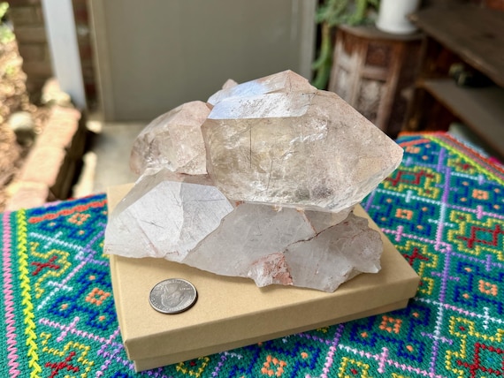 Pink Himalayan Quartz with Rainbows, Water Clear, 1.6 Kilo, High Altitude Quartz, Himachal Pradesh, India X869