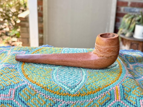 Shaman Tobacco Pipe, Traditional Solid Wood Mapacho Pipe for Shamanic Ceremony, Hand Carved from Natural Tropical Hardwood