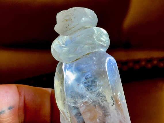 Blue Needle Quartz Crystal Serpent, 118g, Hand Carved from Native Quartz in Peru's Sacred Valley by Artist Mario Deza S8