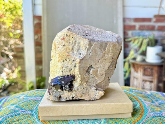 Orthoclase Feldspar with Purple Fluorite, 1.6 Kilo, Rare Find, Gorgeous Statement Crystal, Divino Das Laranjeiras, Minas Gerais, Brazil W594