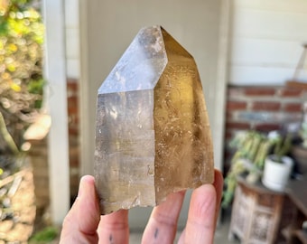 ペレの夢のレムリアンシトリン、カスタムスタンド付き、290g、希少品