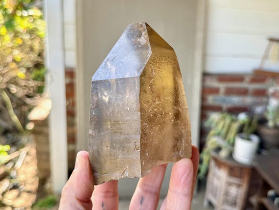 Pele's Dream Lemurian Citrine with Custom Stand, 934g, Rare Find, Crystal for Shadow Work, Trauma Healing, Goias, Brazil W748