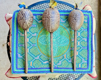 Shipibo Gourd Rattle from the Peruvian Amazon, Large Size Traditional Shaman Rattle for Plant Medicine Ceremony, Made In Iquitos, Peru