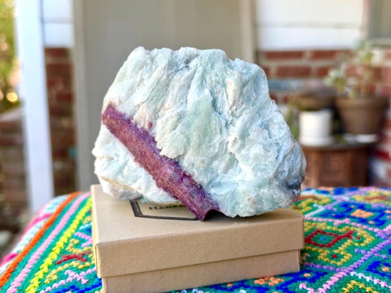 Paraiba Pink Tourmaline & Blue Albite, Self-Standing, 362g, New Find, Rio Grande Del Norte, Brazil V660