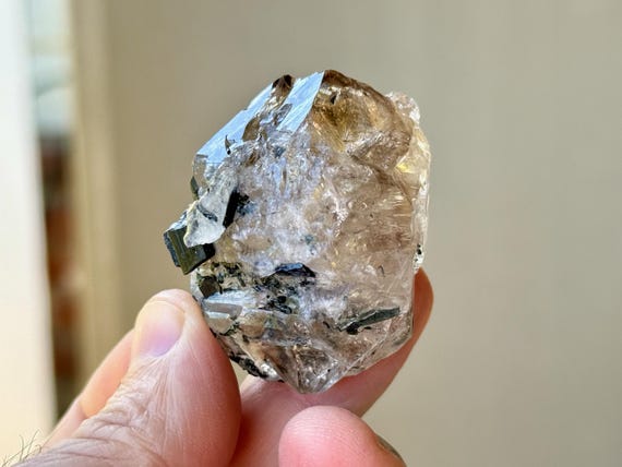 Smoky Quartz with Purple, Blue & Green Tourmaline, Double Terminated, 52g, Coronel Murta, Minas Gerais, Brazil A205