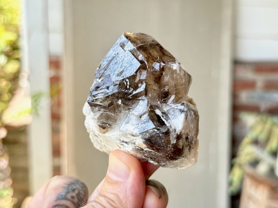Elestial Smoky Quartz with Feldspar Inclusion, 203g, Old Find, Grounding and Protection, Root Chakra, Aracuai, Minas Gerais, Brazil W408