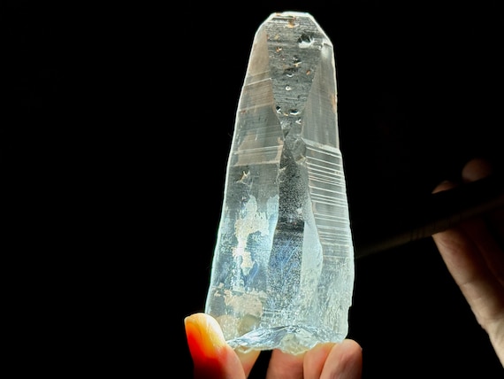 Blue Needle Lemurian Quartz, Mild Pink Hue & Time Link, 261g, New Find, Water Clear Crystal, Bahia, Brazil W356