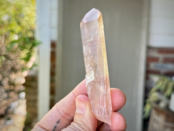 Coral Pink Lemurian Quartz, Channeling Formation with Window, 70g, New Find, Serra do Cabral, Minas Gerais, Brazil R445