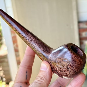Tobacco Pipe with Flower & Vine, Traditional Shamanic Pipe for Ceremony, Hand Carved from Natural Tamarind Wood