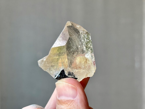 Citrine with Black Tourmaline, Water Clear, 33g, New Find, Aracuai, Minas Gerais, Brazil S479