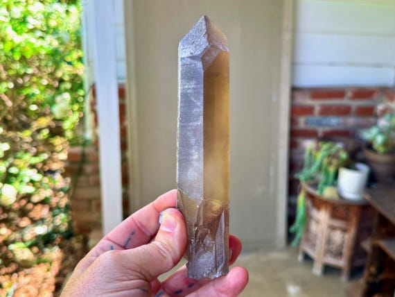 Smoky Quartz with Time Link, Isis Crystal & Mother and Child, 520g, Elongated Formation, Aracuai, Minas Gerais, Brazil V344