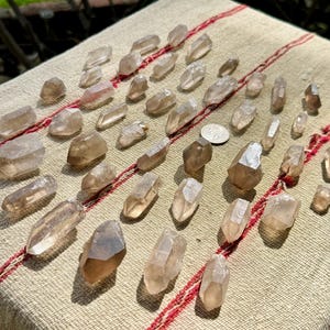 Smoky Quartz Lot, 44 Pieces (500g) of Natural Smoky Quartz Points for Grid or Jewelry, Minas Gerais, Brazil WS073