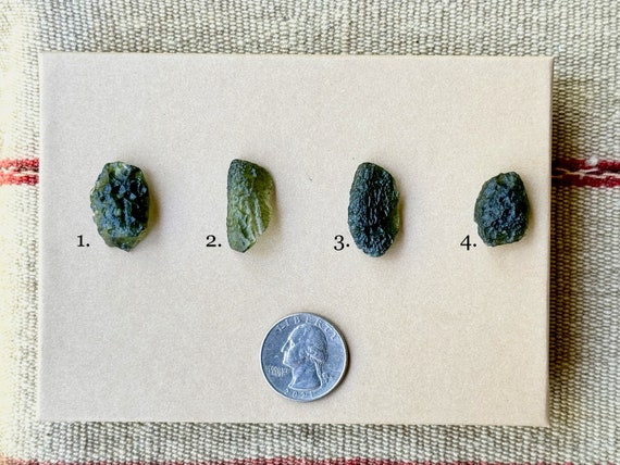 Moldavite from Czech Republic, Choose ONE of Four, High-Quality Moldavite Crystals with Vibrant Green Hues R470