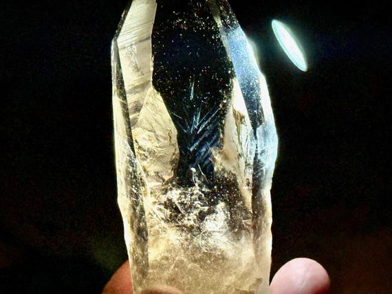 Blue Needle Smoky Lemurian Quartz, AAA Water Clear & Semi-Polished, 148g, New Find, Bahia, Brazil A561