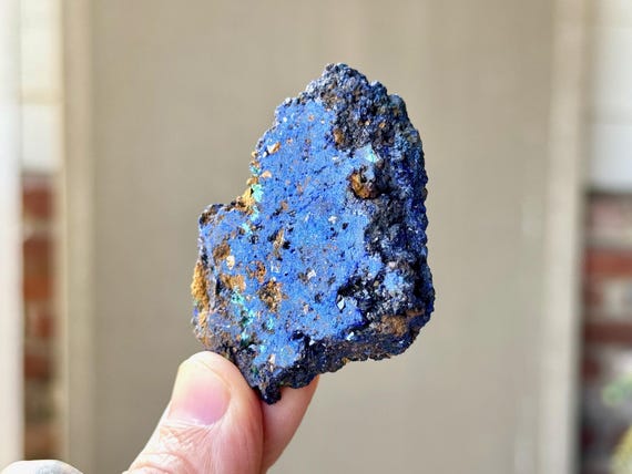 Azurite Slice, Natural Cross-Section with Crystallization, 77g, Third Eye Chakra & Integrated Healing, Morocco S193