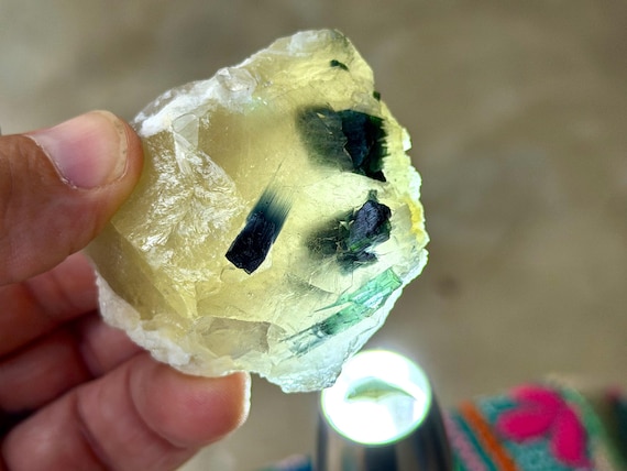 Smoky Quartz with Blue & Green Tourmaline, 98g, Coronel Murta, Minas Gerais, Brazil B412