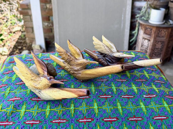 Hummingbird Tepi Pipe, Traditional Shamanic Applicator, Hand Carved from Tropical Hardwoods