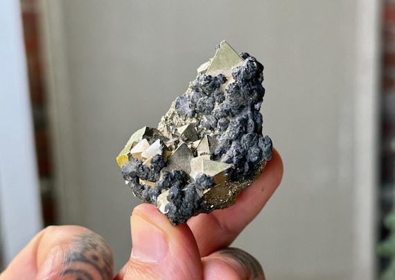 Pyrite & Spharelite, Natural Pyramidal Formations, 86g, Old Find, Grounding, Protection and Manifestation, Peru A153